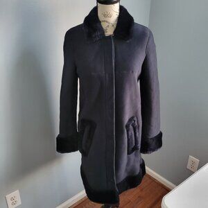 Paule Ka Overcoat Lambskin/Cotton Snap Closure Size 38 Brand New